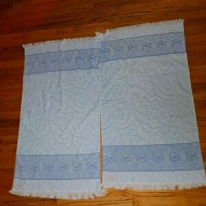 Vintage Light Blue Cannon Royal Family Towel Set 2 Bath Towel MCM Embossed
